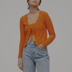 CUTE orange ribbed cardigan by H&M